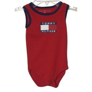 Tommy Hilfiger Infant Bodysuit 12M Red Cotton Sleeveless